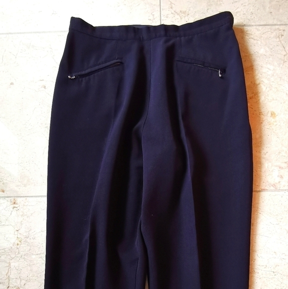 Vintage 90s High Waisted Wool Stretch Pants Blue - Picture 3 of 8